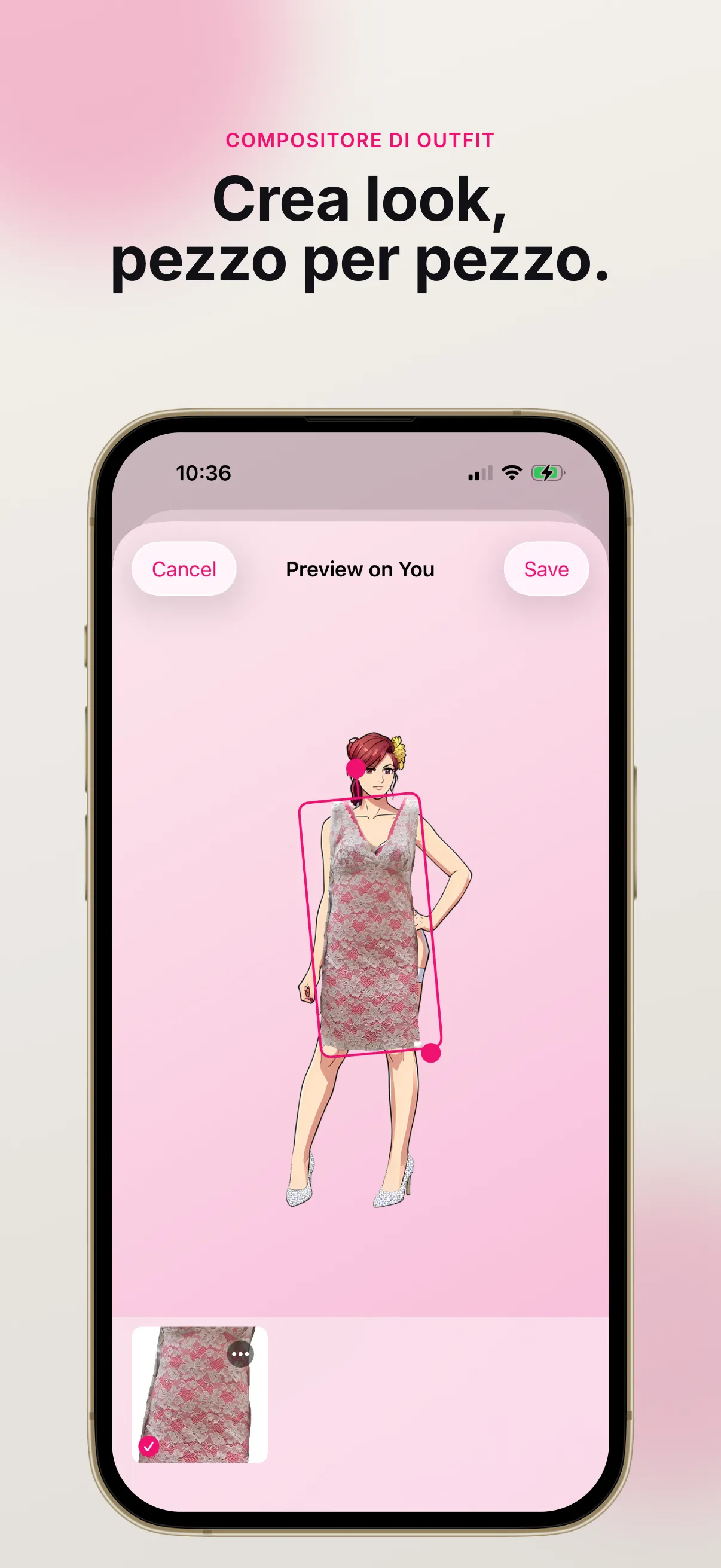 Componi i look pezzo per pezzo nell'editor di outfit