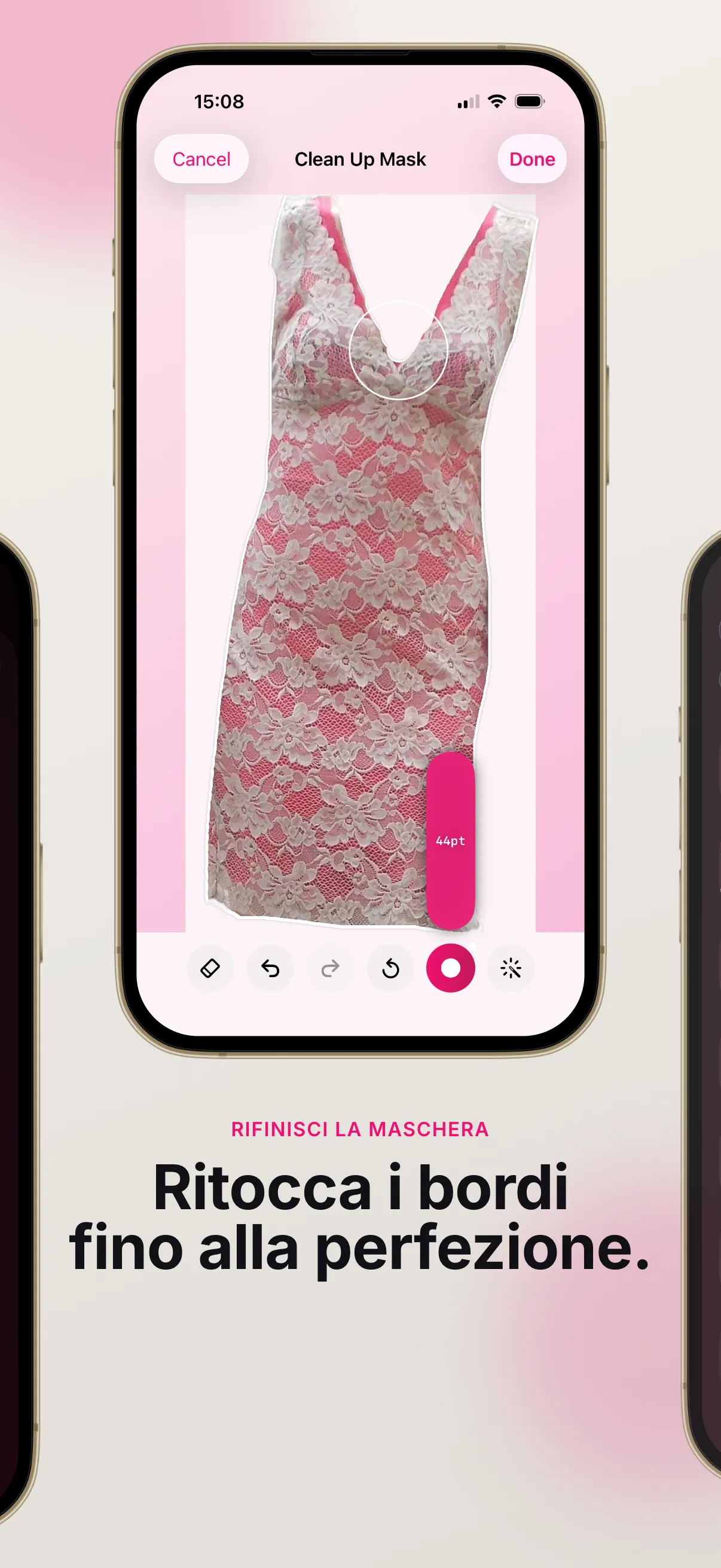 Perfeziona i ritagli dei capi con l'editor delle maschere